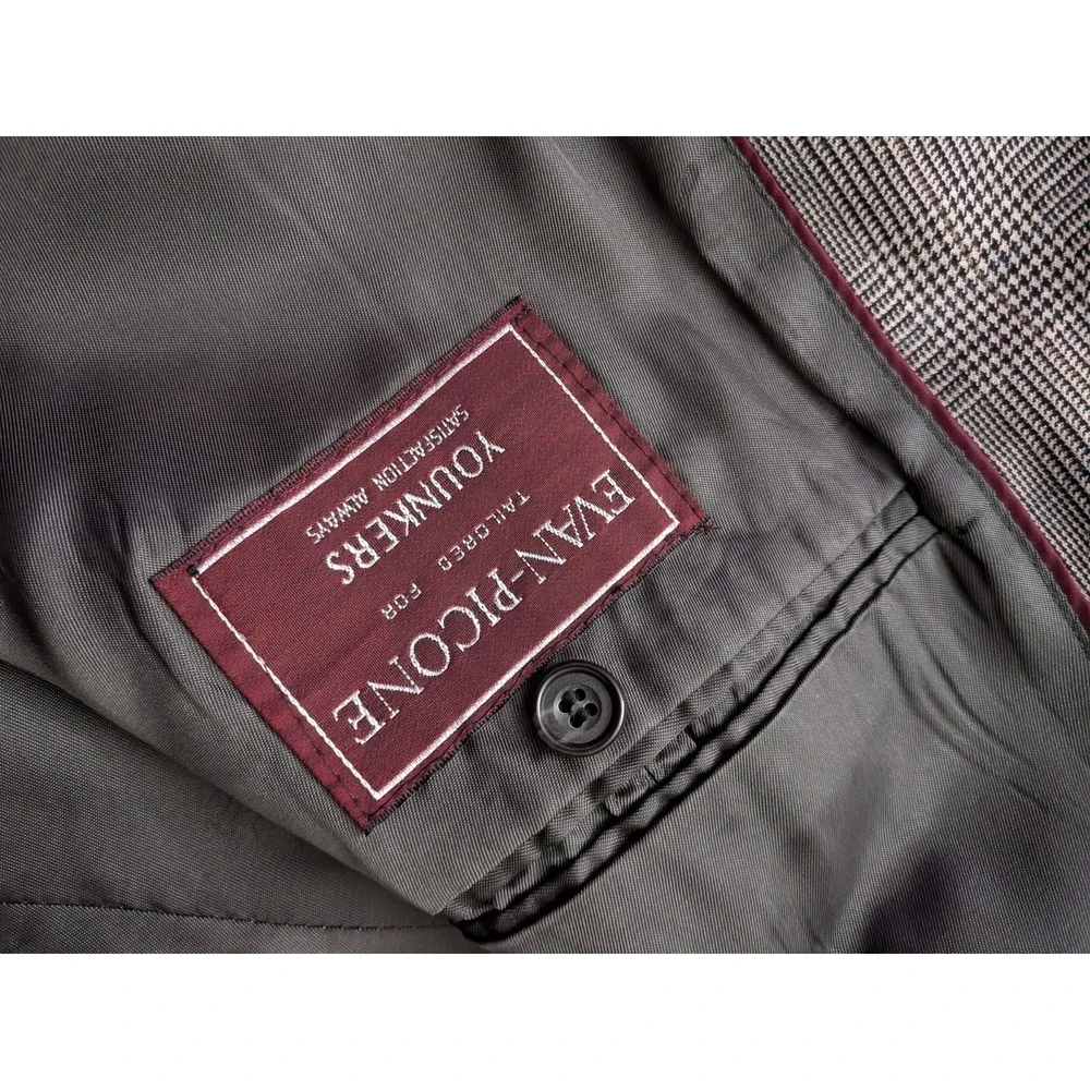 Evan Picone Blazer 42R Houndstooth Plaid Men's Suit Jacket USA